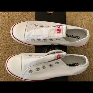 Converse, white slim slip shoes, size 7, brand new